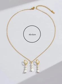 3入組方晶鋯石裝飾首飾套裝 - 金黃色 - 查看 3