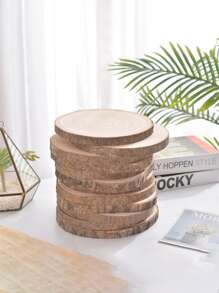 3pcs Wooden Decoration Craft, Tree Slice Design Desktop Ornament For Home - Apricot - View 1