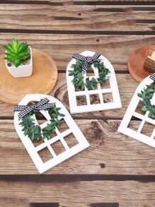 1pc Wreath & Bow Decor Door Design Decoration Craft - White - View 4