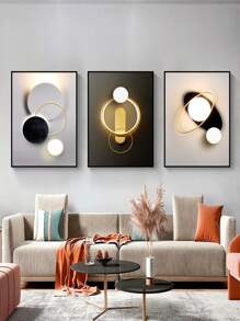 3pcs Geometric Pattern Wall Sticker, Modern Self Adhesive Wall Art Decal For Home Decor, Posters, Stickers, Wall Art, Spring Decoration Items Refresh Your Home, Rama Decoration Stickers Gifts Birthday Graduation - Multicolor - View 5
