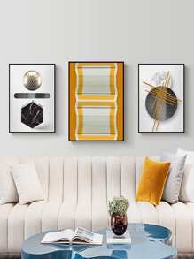 3pcs Geometric Pattern Self-adhesive Wall Sticker - Multicolor - View 1