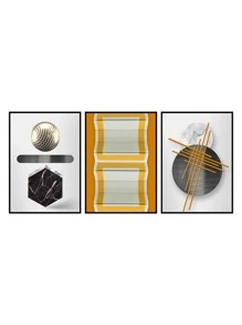 3pcs Geometric Pattern Self-adhesive Wall Sticker - Multicolor - View 3