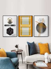 3pcs Geometric Pattern Self-adhesive Wall Sticker - Multicolor - View 4