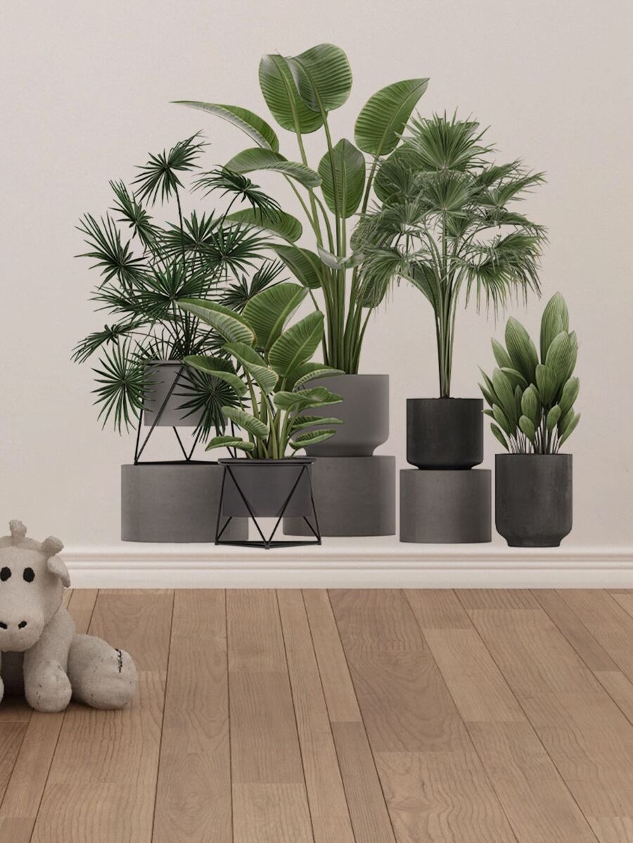 2 件/套植物图案墙贴，自粘式墙贴艺术家居装饰贴纸，贴纸，墙贴，乙烯基家居装饰贴纸，春季装饰品让您的家焕然一新，拉玛装饰贴纸礼物生日毕业 - 彩色 - 查看 1