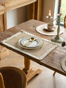 1入組素色流蘇裝飾餐墊 - 彩色 - 查看 1