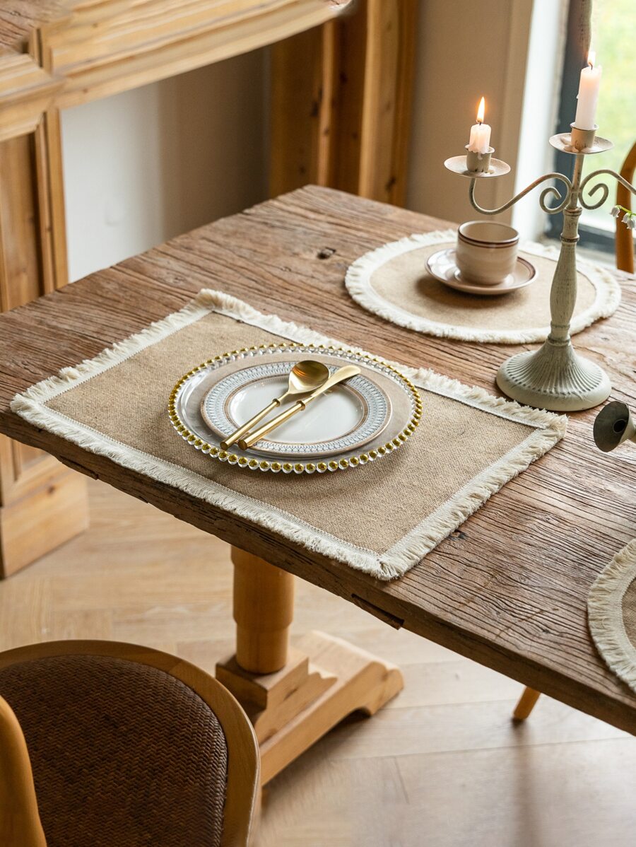 1入組素色流蘇裝飾餐墊 - 彩色 - 查看 1