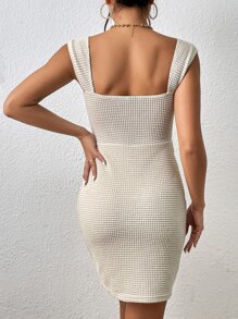 SHEIN Frenchy Sweetheart Neck Bodycon Dress Summer - Apricot - View 2