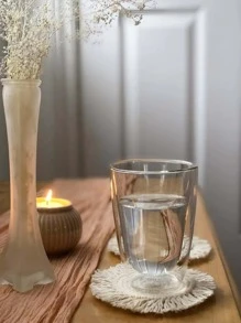 1pc Handmade Woven Coaster, Nordic Style Round Non-Slip Pad For Dining Table, Restaurant, Party Decoration