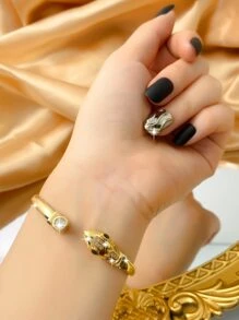 1 Đá Cubic Zirconia & Rắn Trang Trí Lắc Tay Lắc Tay Trang Sức Đồng - Vàng - Xem 2
