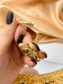 1 Đá Cubic Zirconia & Rắn Trang Trí Lắc Tay Lắc Tay Trang Sức Đồng - Vàng - Xem 3