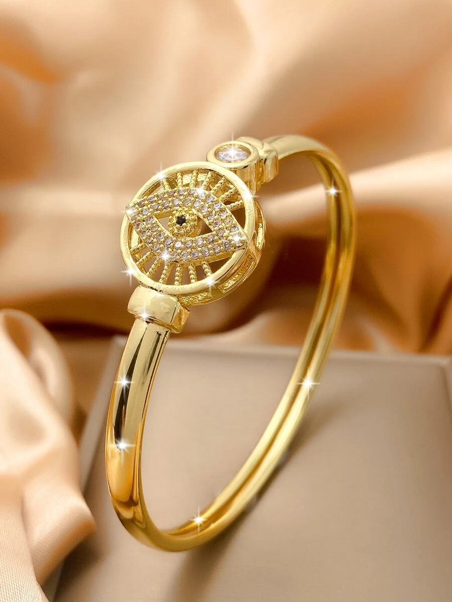 1PC Đá Cubic Zirconia Trang Trí Mắt Lắc Tay Trang Sức Bằng Đồng - Vàng - Xem 1