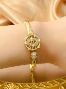 1PC Đá Cubic Zirconia Trang Trí Mắt Lắc Tay Trang Sức Bằng Đồng - Vàng - Xem 3