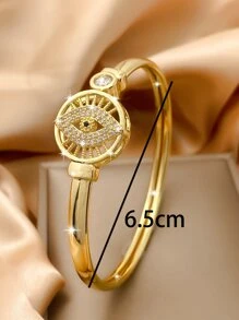 1PC Đá Cubic Zirconia Trang Trí Mắt Lắc Tay Trang Sức Bằng Đồng - Vàng - Xem 5