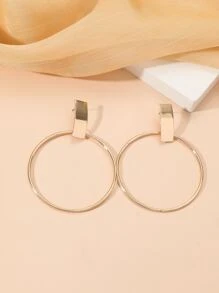 Circle Decor Earrings - Yellow Gold - View 2