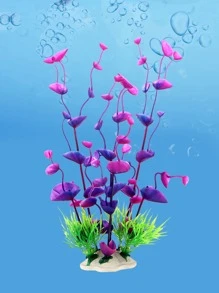 水族箱塑料水草魚缸裝飾人造水草(隨機顏色) - 彩色 - 查看 3