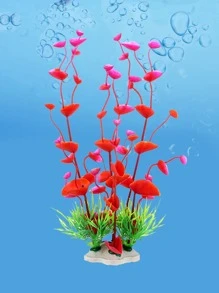 水族箱塑料水草魚缸裝飾人造水草(隨機顏色) - 彩色 - 查看 4