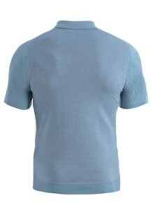 Manfinity Homme Hombres Top de punto con cremallera cuarta - Neblina azul - Ver 6