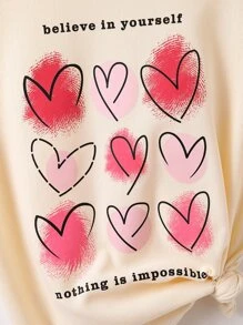 Girls Heart & Slogan Graphic Tee - Apricot - View 3