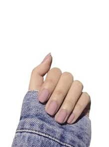 Instantly Upgrade Your Look with 24pcs Short Square Fake Nail & 1pc Nail File & 1sheet Tape - Purple - View 1