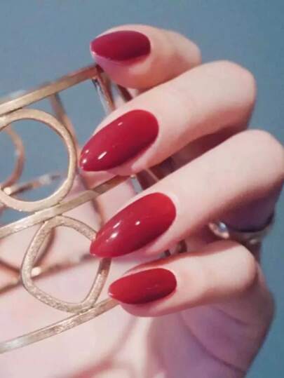 Nail Nina Transforme sus uñas con juego de 24 uñas postizas extra largas en forma de estilete con acabado rojo y brillante + 1 lima de uñas + 1 hoja de uñas adhesivas, suministros de uñas