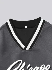 Aesthetic Post 男士字母圖案條紋飾邊運動衫 - 深灰色 - 查看 4