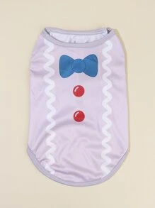 PETSIN 1pc Bow Print Pet Tank - Grey - View 2