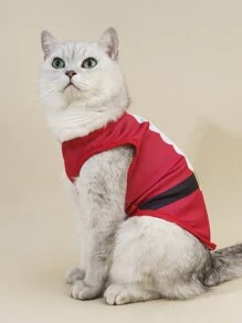 Petsin Christmas Design Vest With Santa Claus & Candy Cane Print, 1pc - Multicolor - View 3