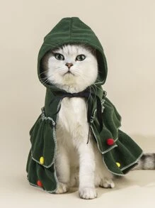 Christmas 1pc Plush Ball Decor Pet Cloak - Green - View 5