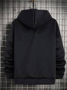 Manfinity 男士字母圖案雙色抽繩連帽衫不帶T恤 - 黑與白 - 查看 2