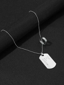 Fashionable and Popular 1pc Men Letter Detail Geo Charm Necklace, Stainless Steel Jewelry for Jewelry Gift and for a Stylish Look