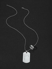 Fashionable and Popular 1pc Men Letter Detail Geo Charm Necklace, Stainless Steel Jewelry for Jewelry Gift and for a Stylish Look