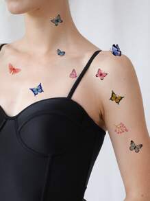 Tattoo Sticker Kits,4 sheets Butterfly Pattern Temporary Tattoos For Children,Tattoo Stickers Adults,Realistic Tattoo Floral, Butterfly ,For Women and Girls - Multicolor - View 7