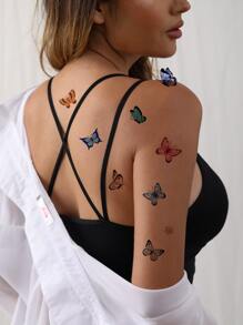 Tattoo Sticker Kits,4 sheets Butterfly Pattern Temporary Tattoos For Children,Tattoo Stickers Adults,Realistic Tattoo Floral, Butterfly ,For Women and Girls - Multicolor - View 6