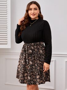 SHEIN Clasi Plus Paisley Print Belted Dress - Multicolor - View 3