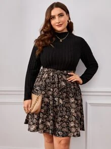 SHEIN Clasi Plus Paisley Print Belted Dress - Multicolor - View 5