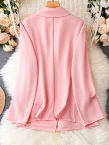 SHEIN Clasi Blazer de doble botonadura - Rosa - Ver 2