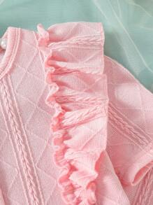 Toddler Girls Ruffle Trim Peplum Top & Flare Leg Trousers - Pink - View 3