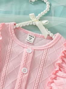 Toddler Girls Ruffle Trim Peplum Top & Flare Leg Trousers - Pink - View 4