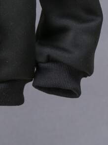 Tween Girl 1pc Drop Shoulder Zipper Up Sweatshirt - Black - View 3