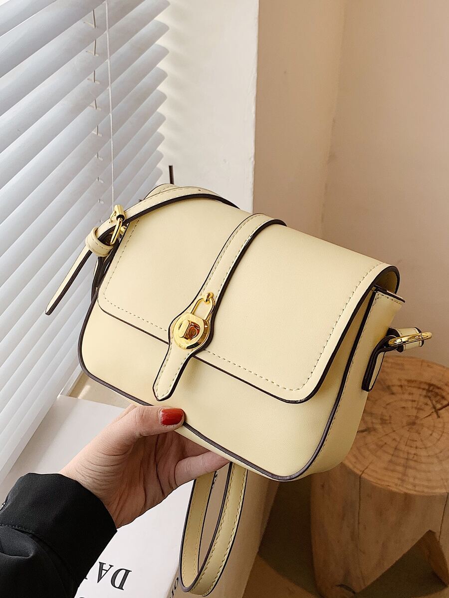 迷你扭鎖翻蓋方包 - 黃色 - 查看 1