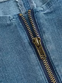 SHEIN MOD 後拉鏈背心牛仔上衣 - 中等水洗藍 - 查看 4