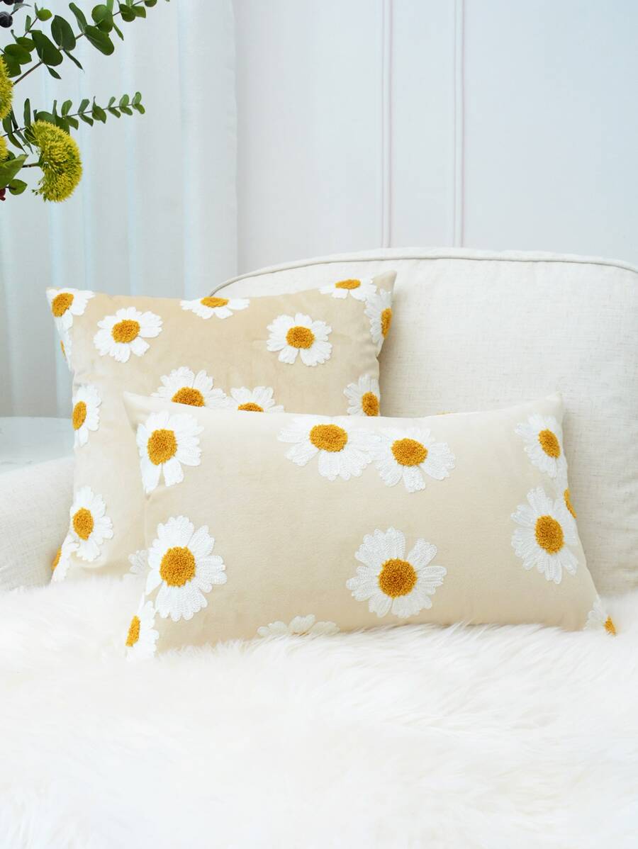 1 vỏ đệm thêu hoa không có chất độn - Nhiều màu - Xem 1