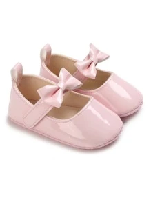 Baby Bow Decor Mary Jane Flats - Pink - View 1