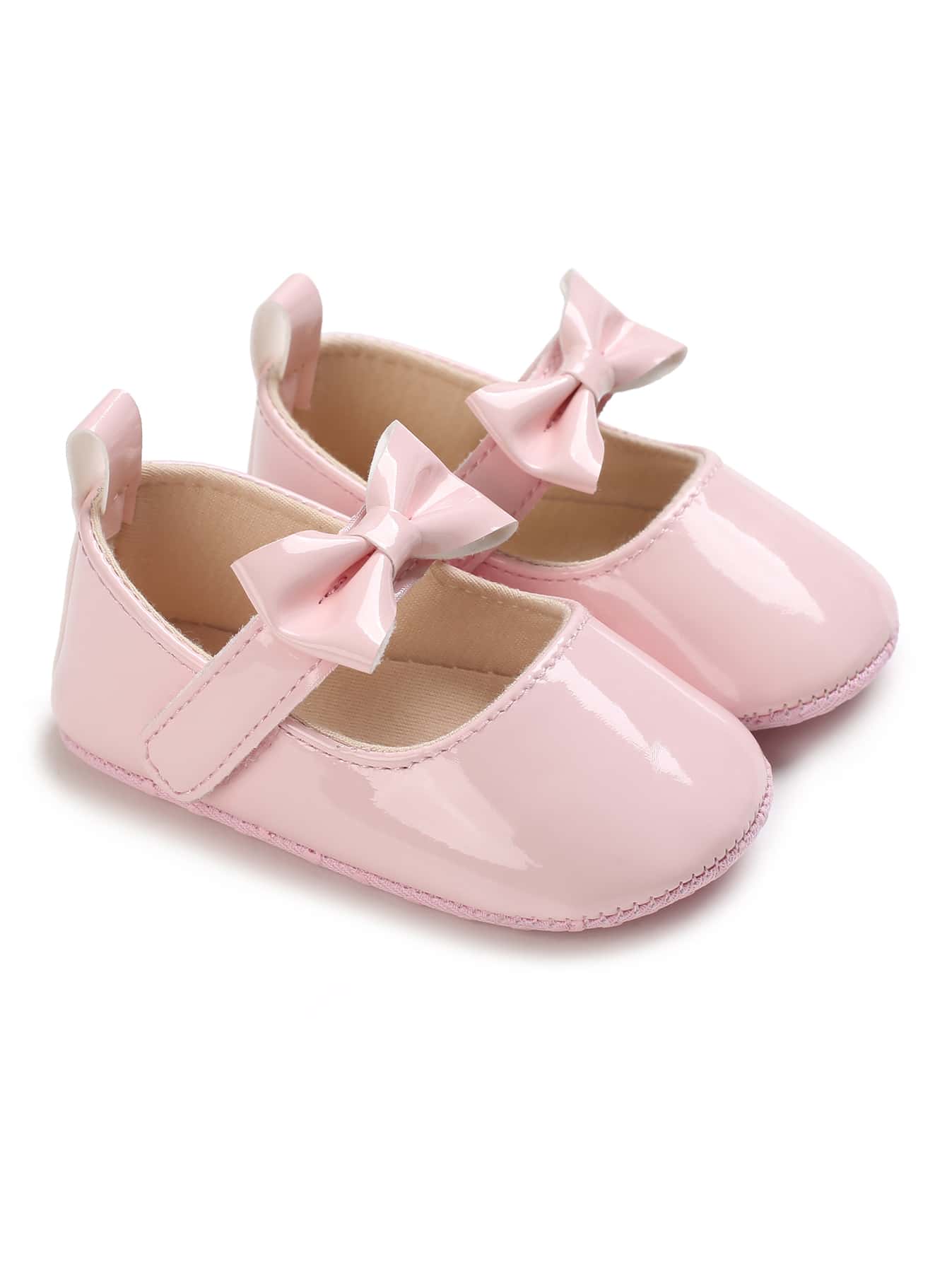 Baby Bow Decor Mary Jane Flats - Pink - View 1