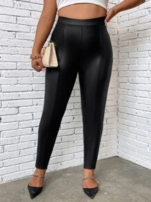 Celure Plus High Waist Skinny Trousers - Black - View 3