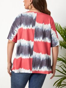 SHEIN LUNE Blusa con mangas de murciélago y diseño tie dye para mujer - Multicolor - Ver 2