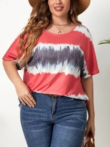 SHEIN LUNE Blusa con mangas de murciélago y diseño tie dye para mujer - Multicolor - Ver 4