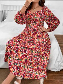 Breezaya Vestido con estampado floral fruncido - Multicolor - Ver 1