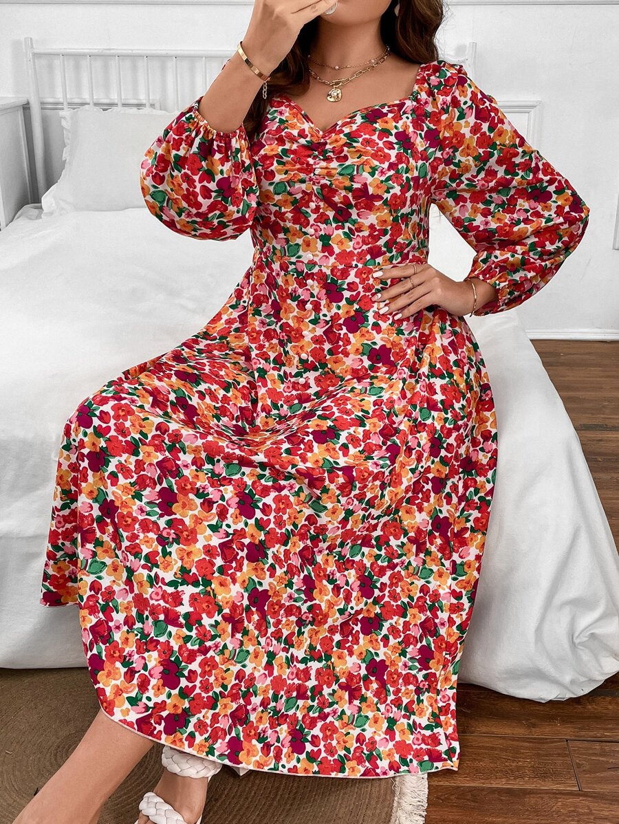 Breezaya Vestido con estampado floral fruncido - Multicolor - Ver 1