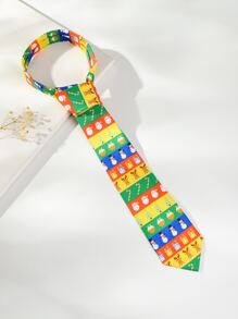 Hombres corbata con patrón de muñeca de nieve y alce de Navidad - Multicolor - Ver 3